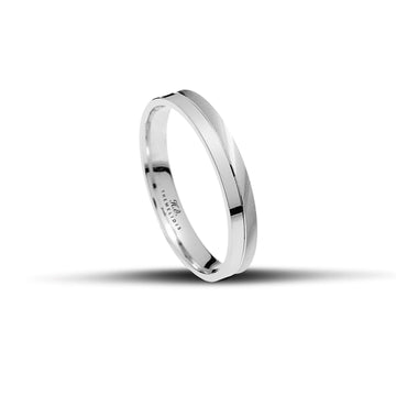 Μοντέρνες λευκόχρυσες βέρες γάμου 3.5mm λουστρέ και διαμανταρισμένες, με κομψό φινίρισμα και διαχρονική αισθητική